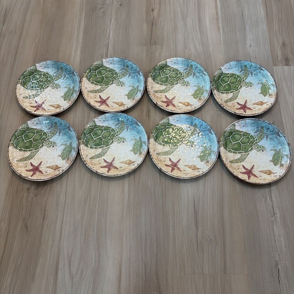 Pier 1 Melamine Salad Plates Speedy the Sea Turtle 9" - Set of 8